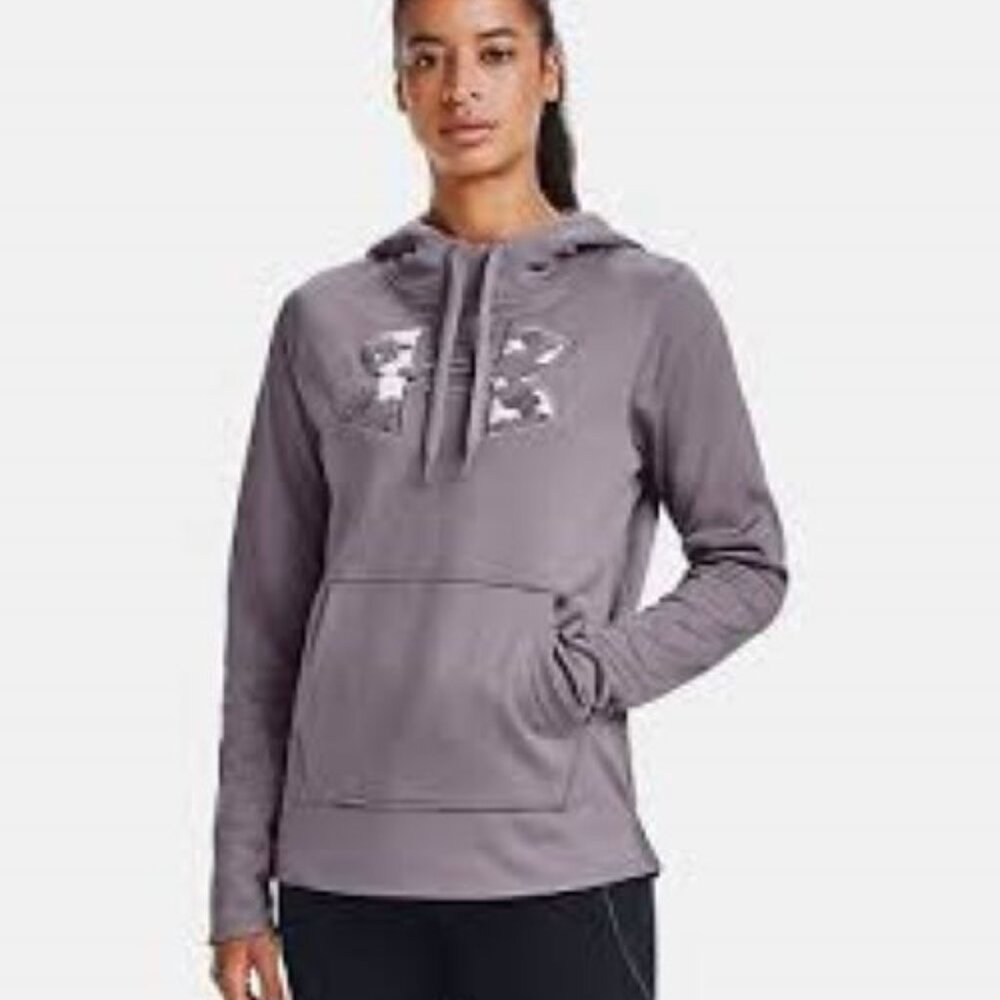 NWT UNDER ARMOUR UA Women Armour Fleece Big Logo Camo Shine Hoodie 1360299 SMALL